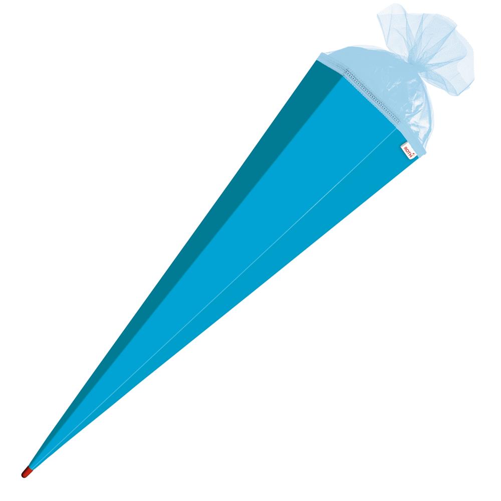 Roth Schultüte-Rohling/Basteltüte, pazifikblau, 85cm, eckig, Rot(h)-Spitze, mit Tüllverschluss