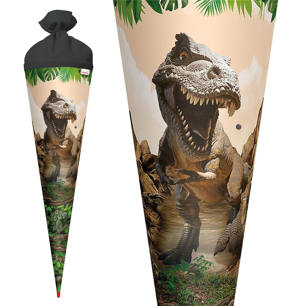 Roth Schultüte Dinosaurier Tyrannosaurus, 70cm, rund, Rot(h)-Spitze, Filzverschluss, mit Sound