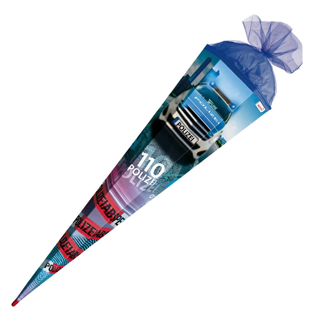 Roth Extra große XXL Schultüte Polizei 110, 100cm, eckig, Rot(h)-Spitze, Tüllverschluss