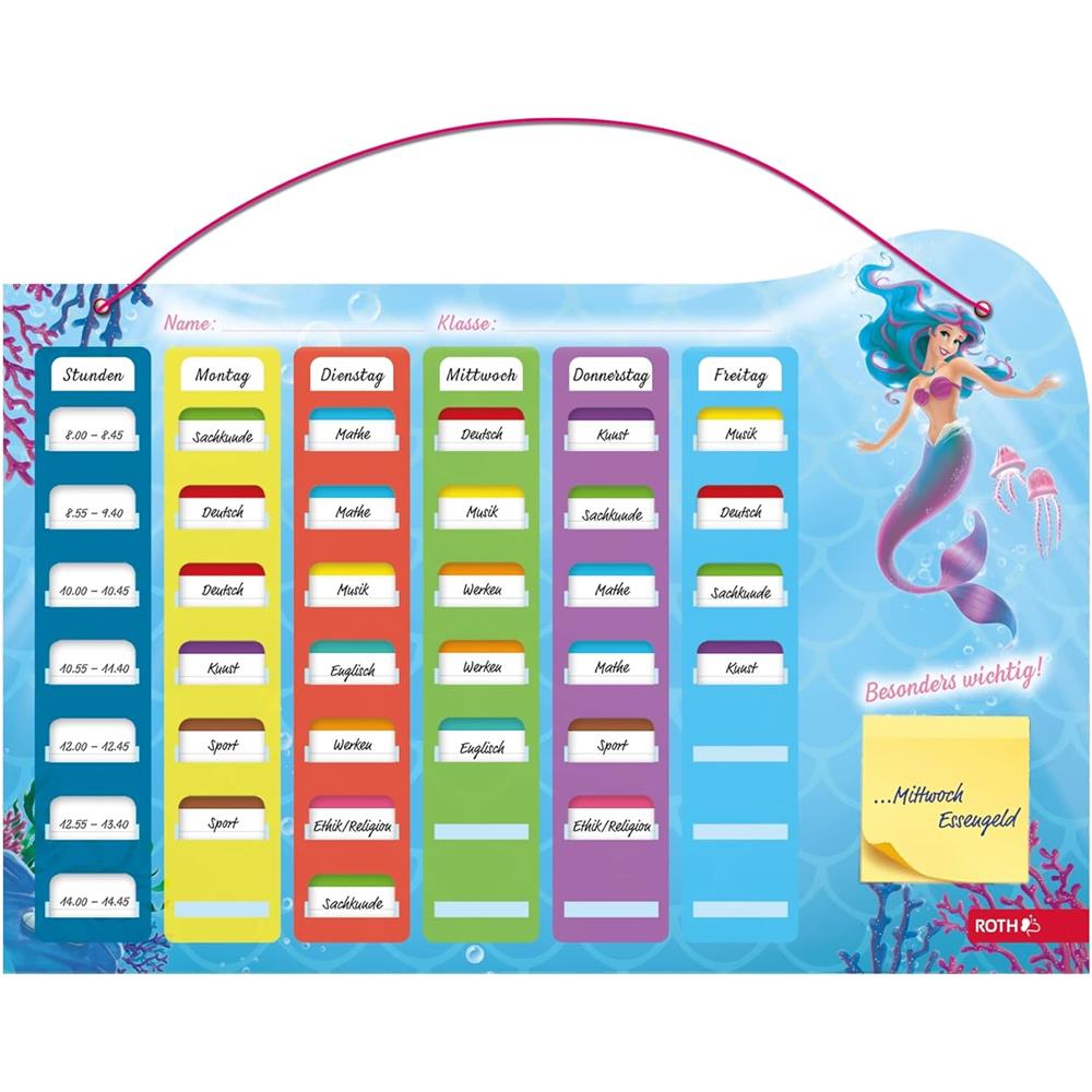 Roth Klipp&Klar Stundenplan Steck Fix, Meerjungfrau, A3, Kinder-Wochenplan