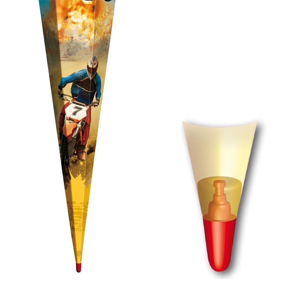 Roth Schultüte Monstertruck, 85cm, eckig, Rot(h)-Spitze, Tüllverschluss