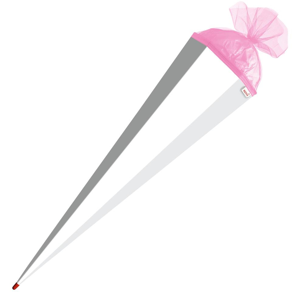 Roth Schultüte-Rohling/Basteltüte, weiß, 85cm, eckig, Rot(h)-Spitze, mit Tüllverschluss (pink)