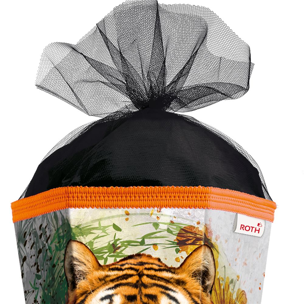 Roth Schultüte Tiger, 85cm, eckig, Rot(h)-Spitze, Tüllverschluss