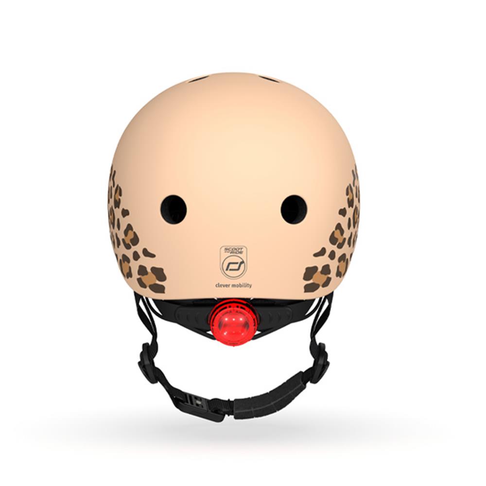 Scoot & Ride Kinderhelm Größe XXS-S (45-51 cm) leopard - Schutzhelm mit LED-Licht