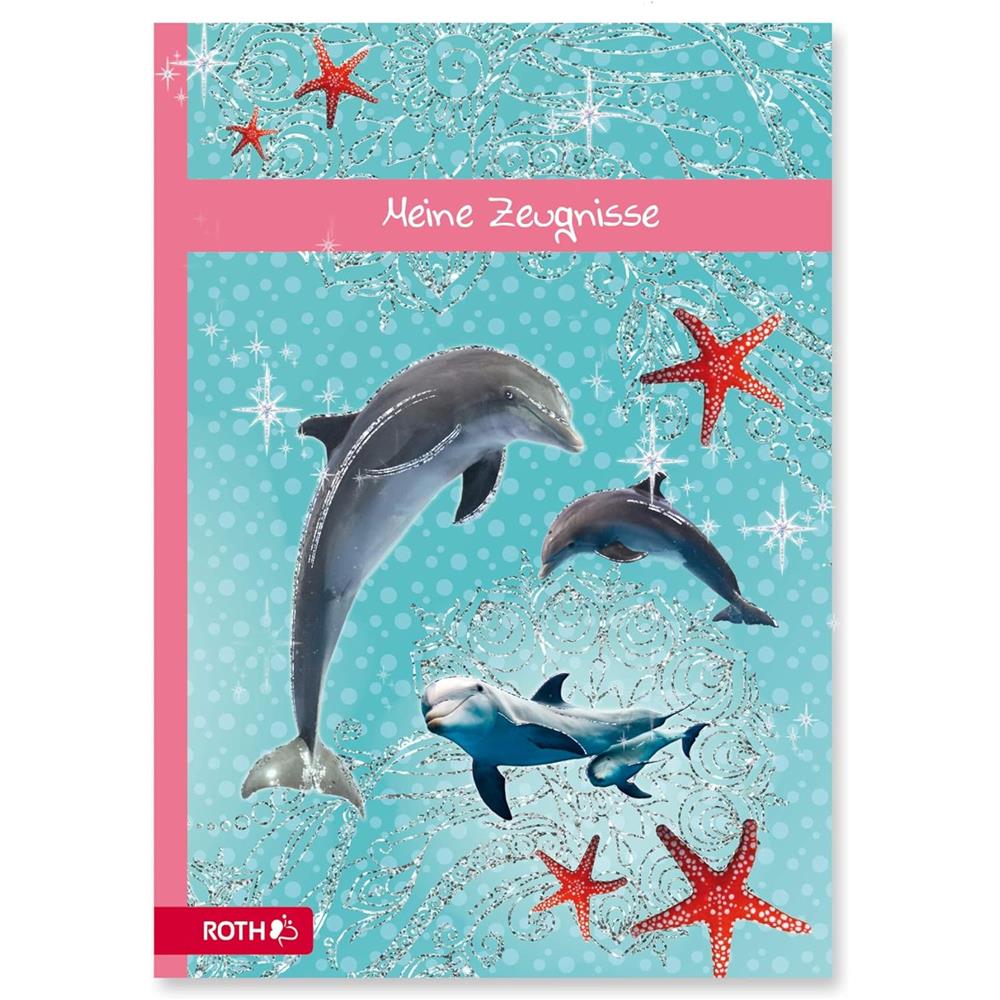 Roth Zeugnismappe Delfin & Seesterne mit Glitter, mit 10 A4 Klarsichthüllen