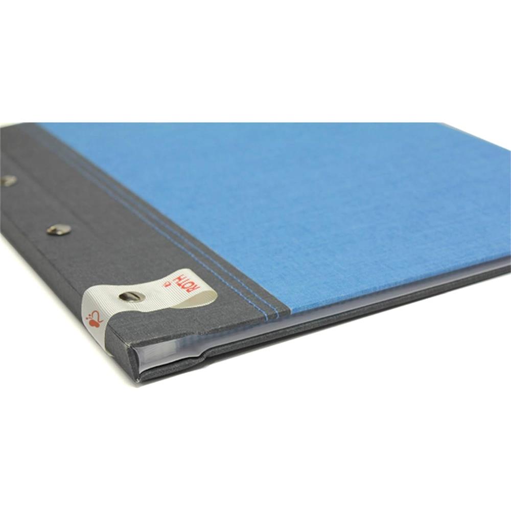 Roth Zeugnismappe Bicolor Grey-Denim Blue, mit 12 A4 Klarsichthüllen, im Buchleineinband