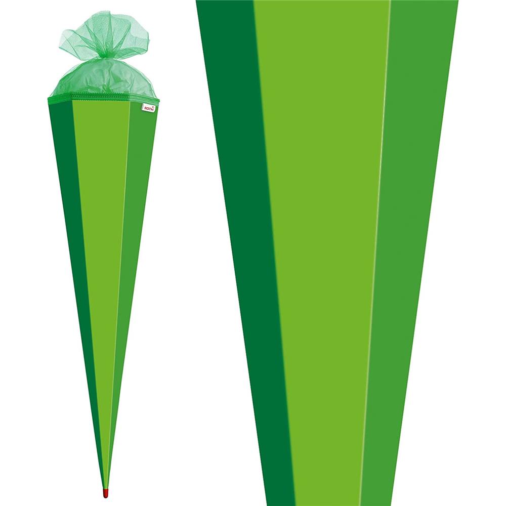 Roth Extra große XXL Schultüte-Rohling/Basteltüte, grün, 100cm, eckig, Rot(h)-Spitze, Tüllverschluss
