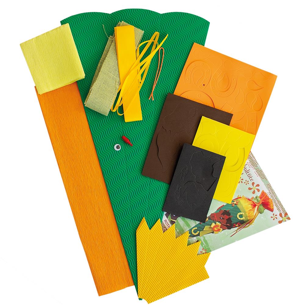 Roth Schultüte-Bastelset, Pferd, 68cm, eckig, Rot(h)-Spitze, Kreppverschluss