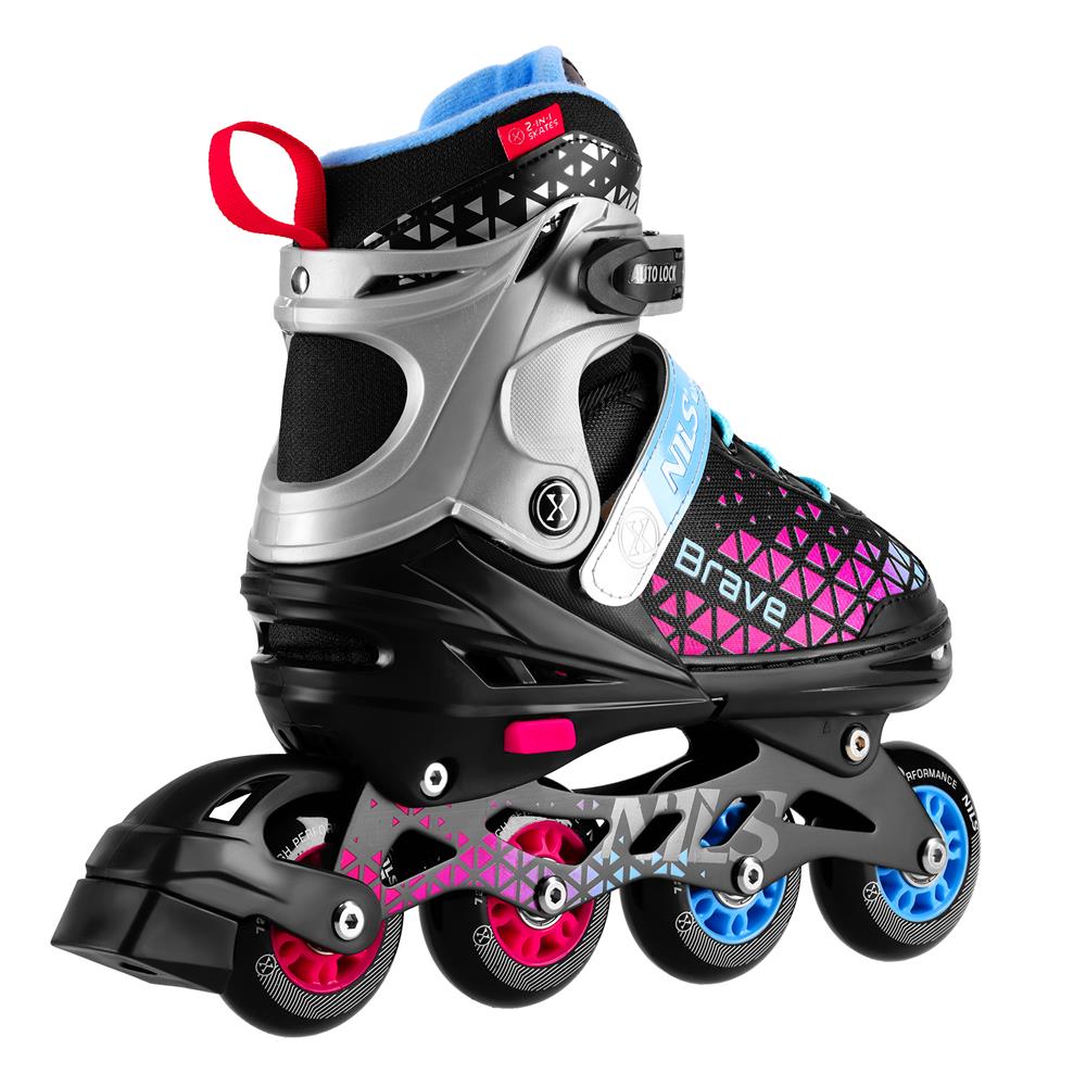 NILS EXTREME NH18190A BRAVE 2in1 Inliner Schlittschuhe Kinder Gr. 29-33, Rosa, verstellbar