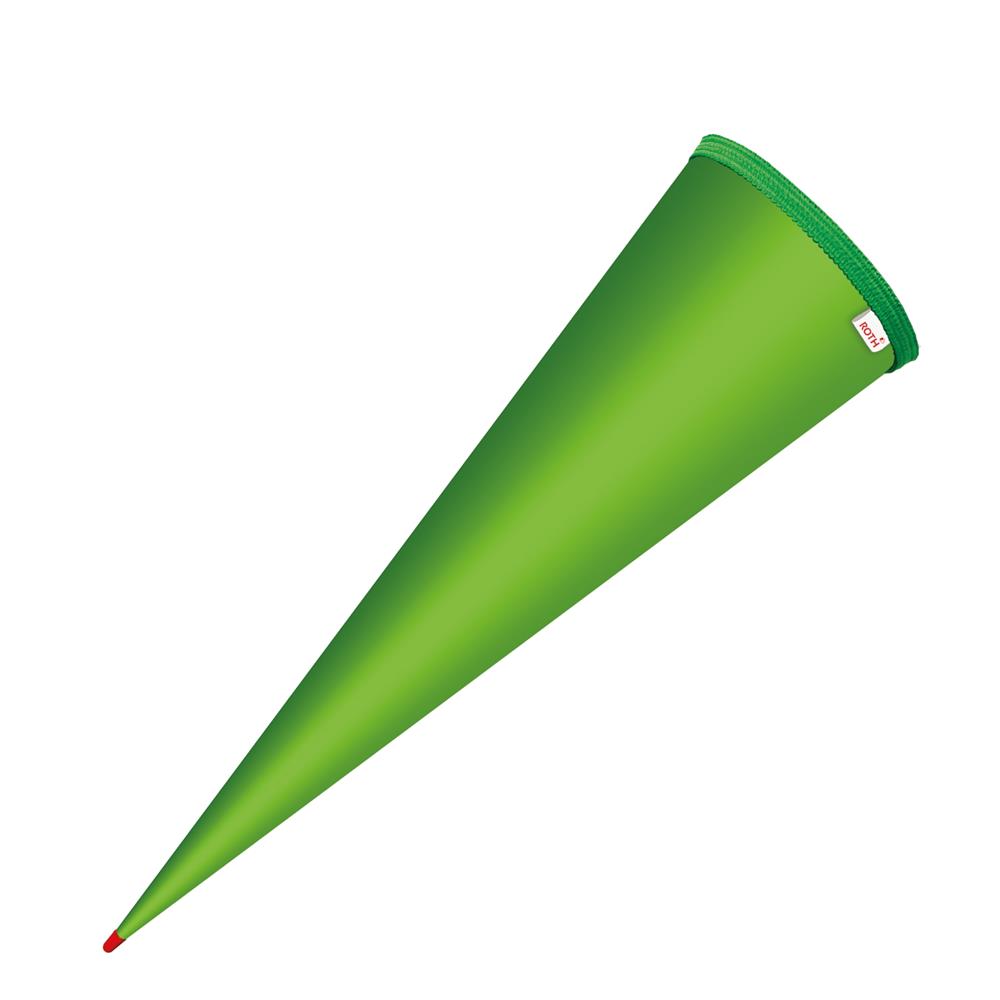 Roth Schultüte-Rohling/Basteltüte, grün, 70cm, rund, Rot(h)-Spitze, ohne Verschluss