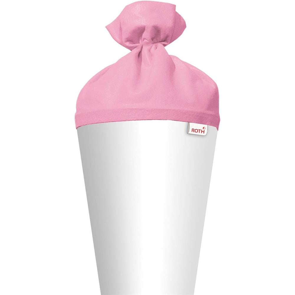 Roth Schultüte-Rohling/Basteltüte, weiß, 70cm, rund, Rot(h)-Spitze, mit Filzverschluss (pink)