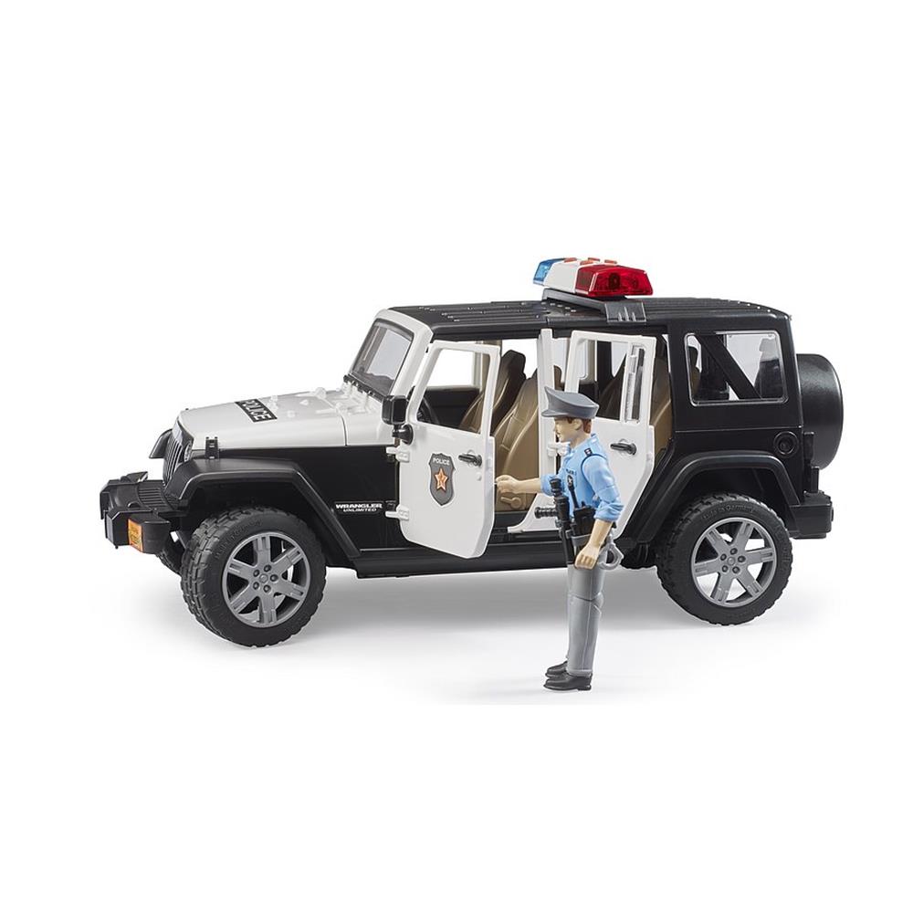 Bruder 02526 - Jeep Wrangler Rubicon Unlimited Polizeifahrzeug mit Polizist und Ausstattung
