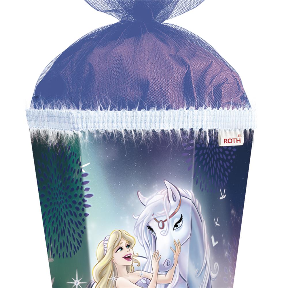 Roth Schultüte Königin im Eis, 85cm, eckig, Rot(h)-Spitze, Tüllverschluss, Glitter, Glitzerborte