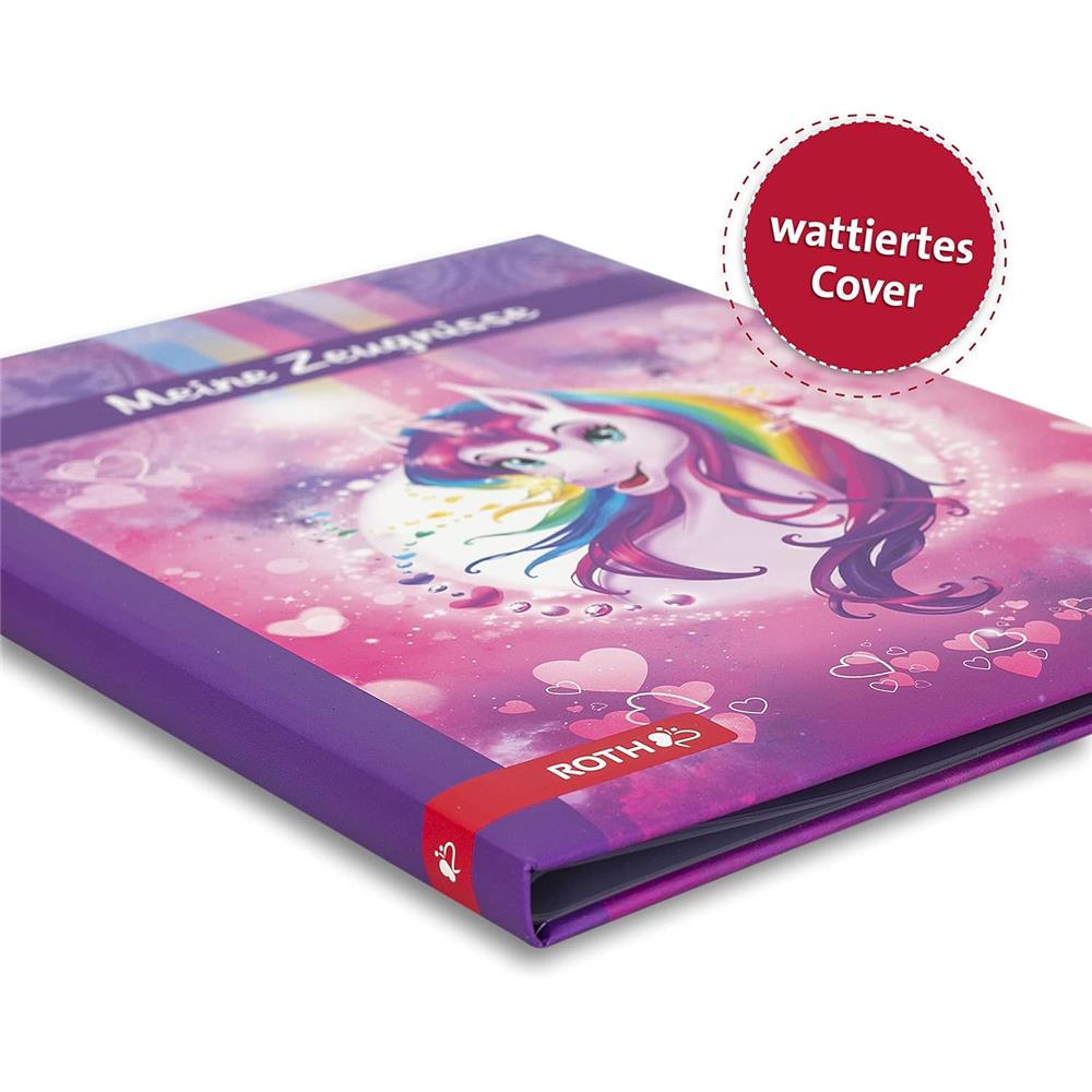 Roth Zeugnismappe Einhornportrait mit Glitzereffekt, mit 10 A4 Klarsichthüllen