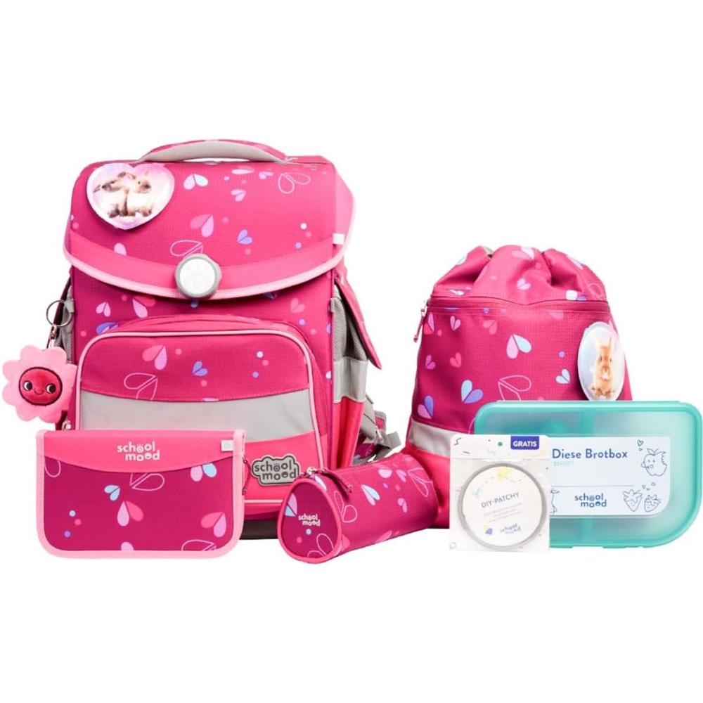 School-Mood Schulranzenset Timeless Pro Klara (Häschen), 7-teilig