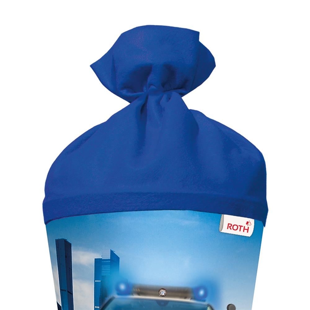 Roth Schultüte Polizei 110, 70cm, rund, Rot(h)-Spitze, Filzverschluss, mit Licht & Sound