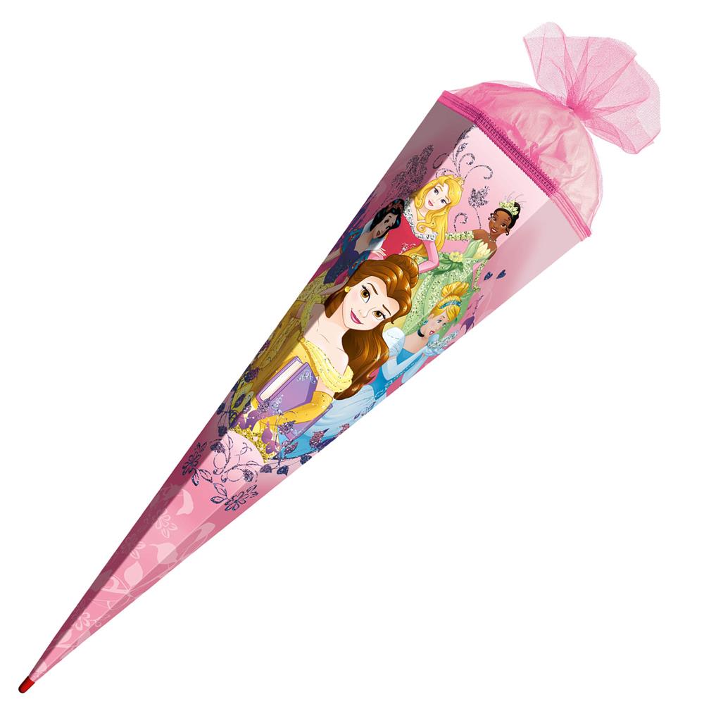 Roth Schultüte Disney Princess, 85cm, eckig, Rot(h)-Spitze, Tüllverschluss, Glitzer
