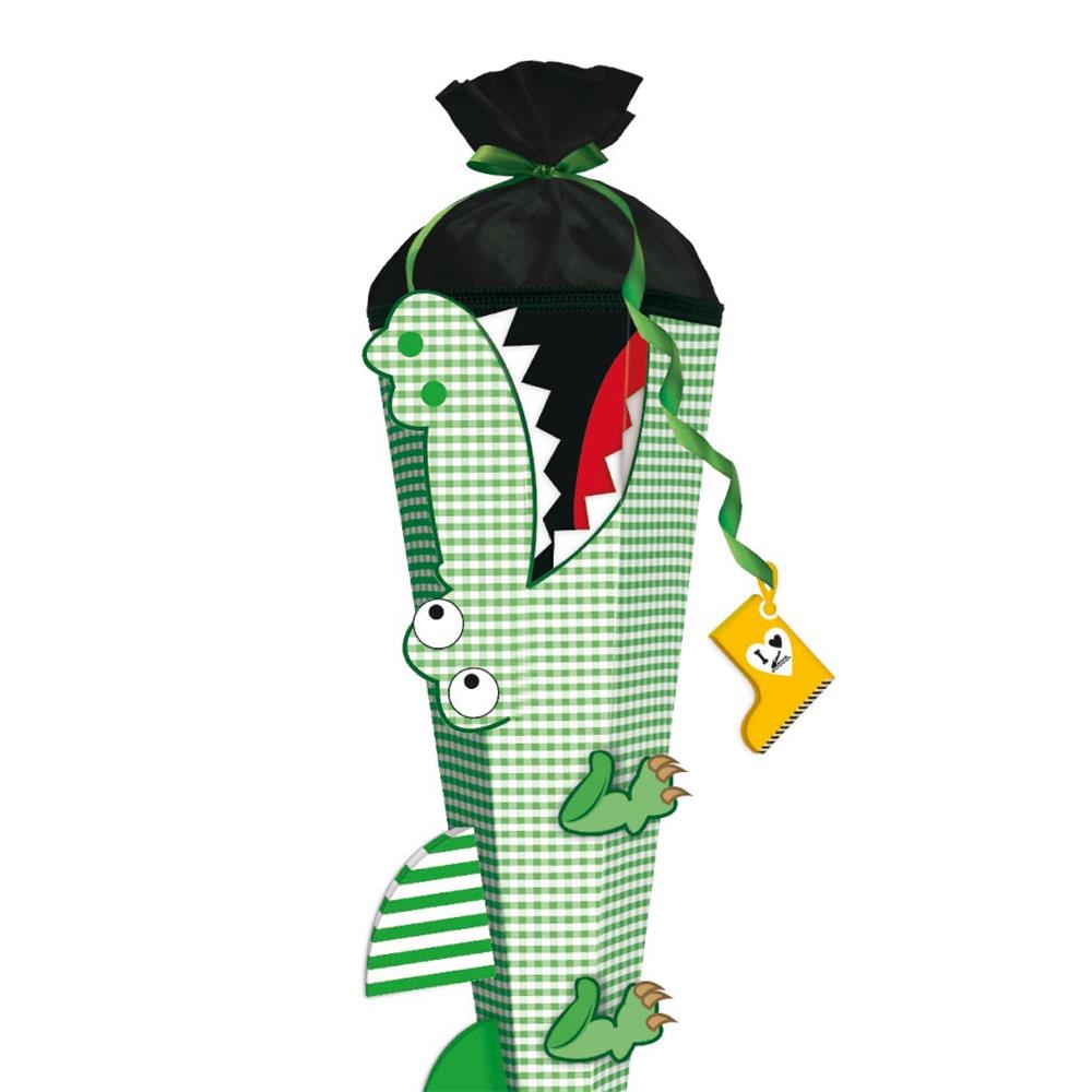 Roth Schultüte-Bastelset, Krokodil vom Nil, 80cm, eckig, Rot(h)-Spitze, Filzverschluss