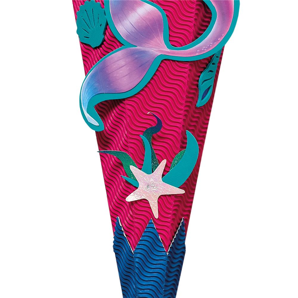 Roth Schultüte-Bastelset, Meerjungfrau, 68cm, eckig, Rot(h)-Spitze, Kreppverschluss