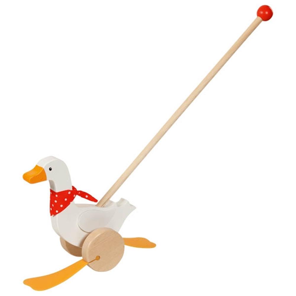 Goki Schiebetier Gans Bertha, Holzspielzeug für Kleinkinder