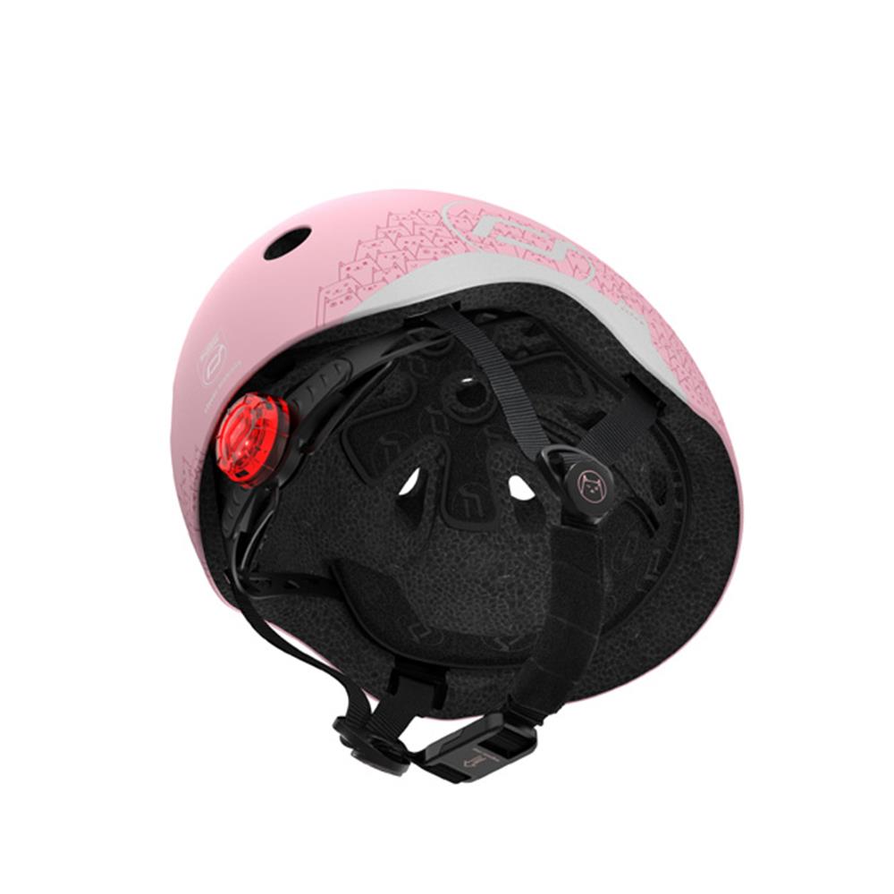 Scoot & Ride Reflektierender Kinderhelm Größe XXS-S (45-51 cm) rose - mit LED-Licht