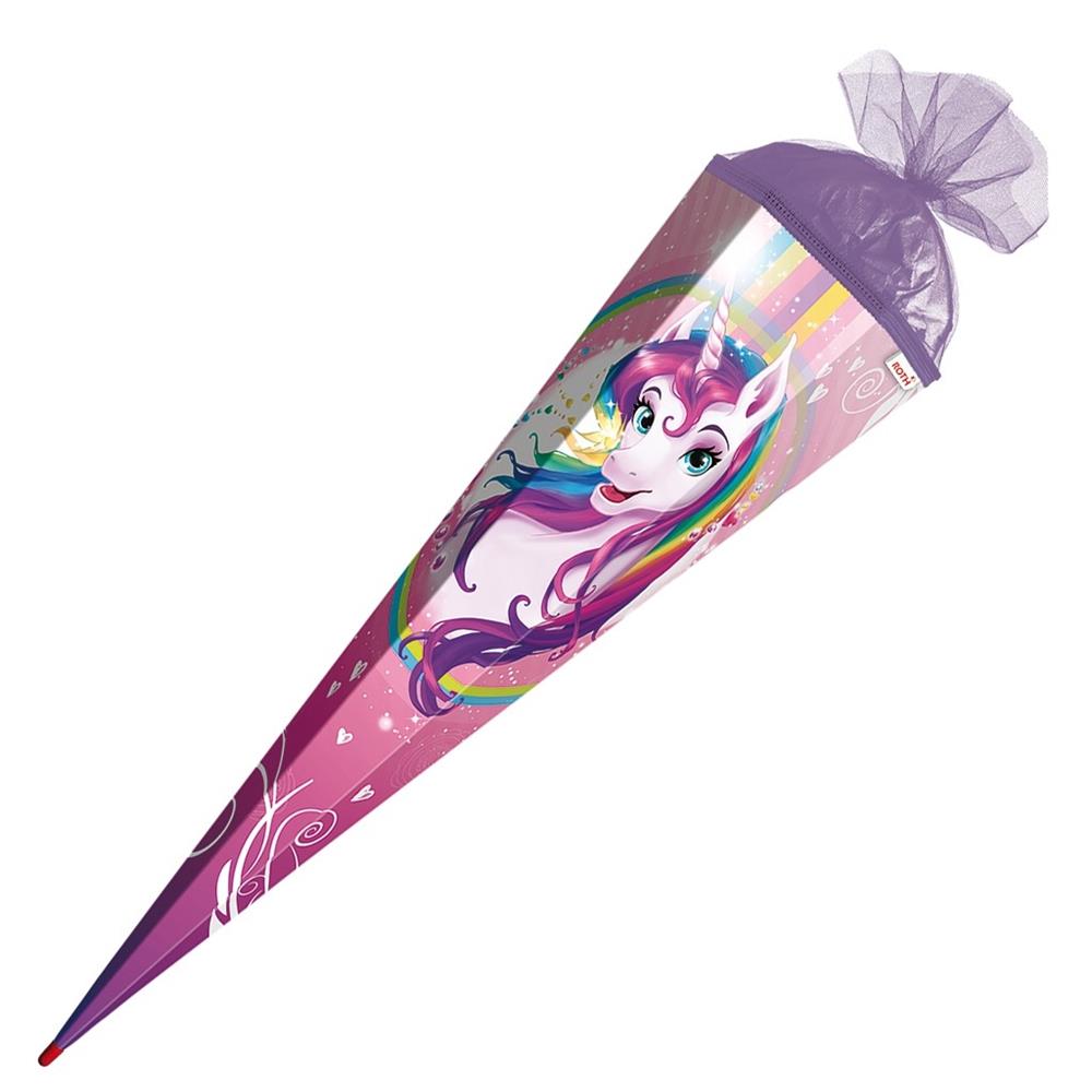 Roth Extra große XXL Schultüte Einhornportrait, 100cm, eckig, Rot(h)-Spitze, Tüllverschluss