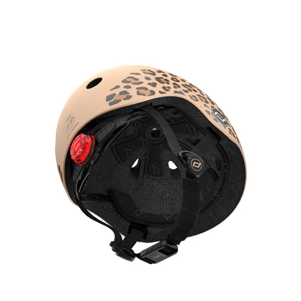 Scoot & Ride Kinderhelm Größe XXS-S (45-51 cm) leopard - Schutzhelm mit LED-Licht