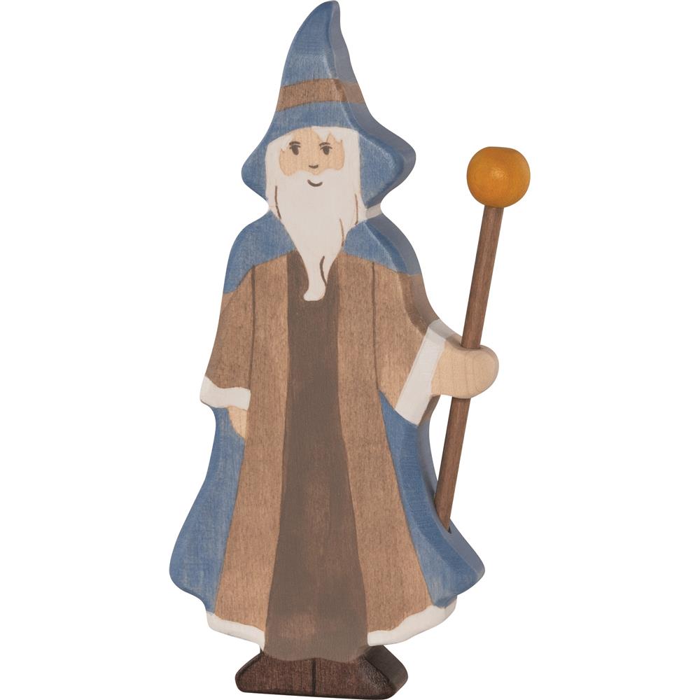 Holztiger Holzfigur - Zauberer, blau, Holzspielzeug, ab 3 Jahren