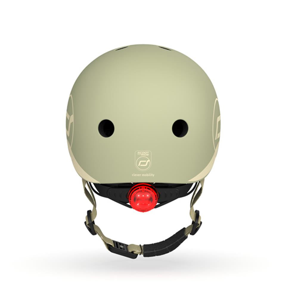 Scoot & Ride Kinderhelm Größe XXS-S (45-51 cm) olive - Schutzhelm mit LED-Licht