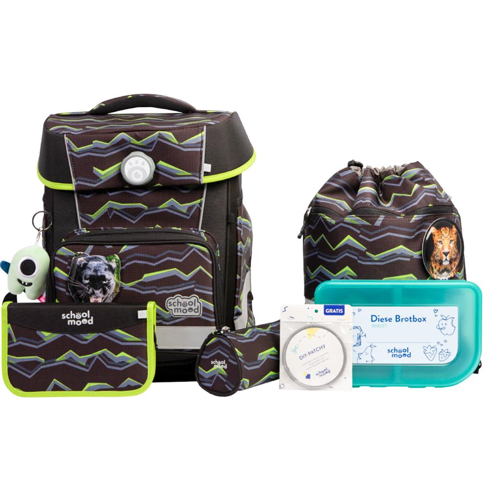 School-Mood Schulranzen Set Champion Maxx Pro Finn (Raubkatze) 7-teilig mitwachsend