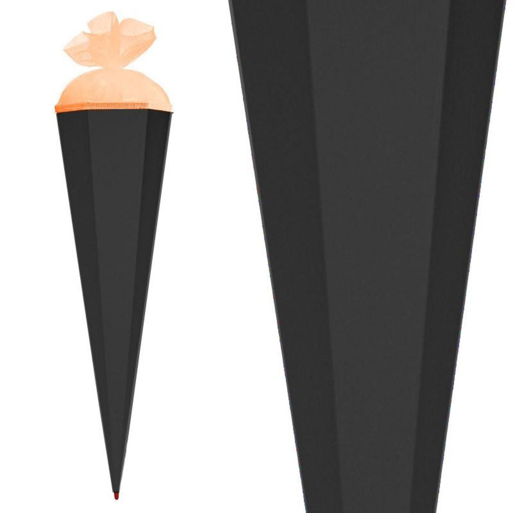 Roth Schultüte-Rohling/Basteltüte, schwarz, 85cm, eckig, Rot(h)-Spitze, mit Tüllverschluss (orange)
