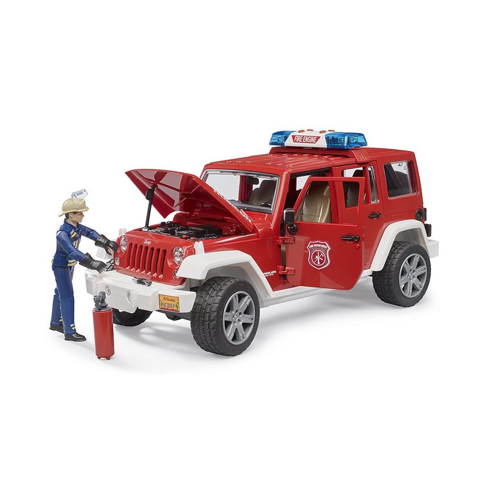 Bruder 02528 - Jeep Wrangler Unlimited Rubicon Feuerwehrfahrzeug mit Feuerwehrmann