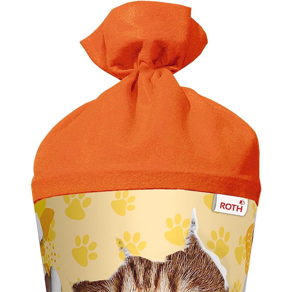 Roth Schultüte Katzenparty, 70cm, rund, Rot(h)-Spitze, Filzverschluss