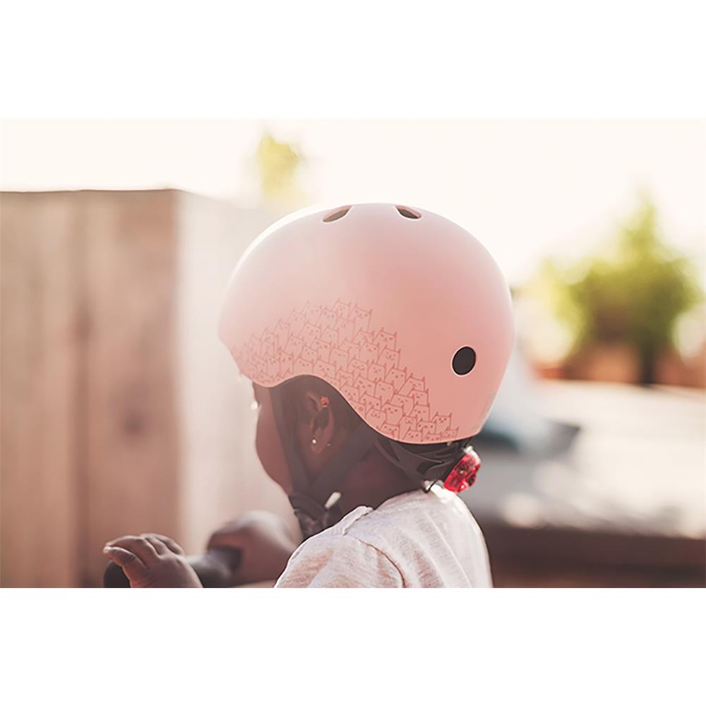 Scoot & Ride Reflektierender Kinderhelm Größe XXS-S (45-51 cm) rose - mit LED-Licht