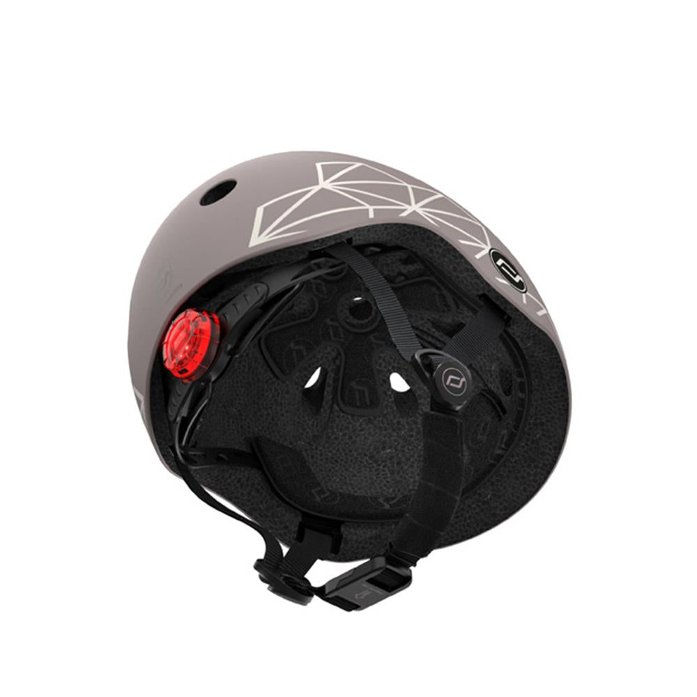 Scoot & Ride Kinderhelm Größe XXS-S (45-51 cm) brown lines - Schutzhelm mit LED-Licht