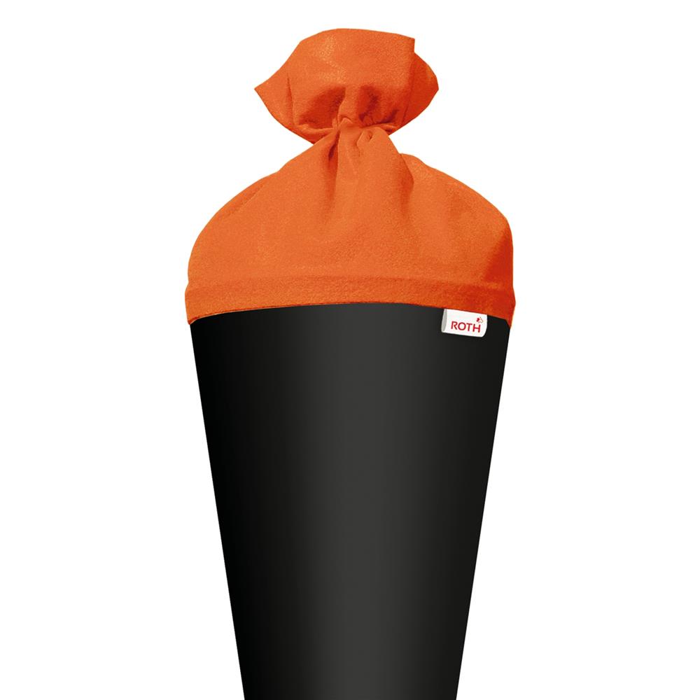 Roth Schultüte-Rohling/Basteltüte, schwarz, 70cm, rund, Rot(h)-Spitze, mit Filzverschluss (orange)