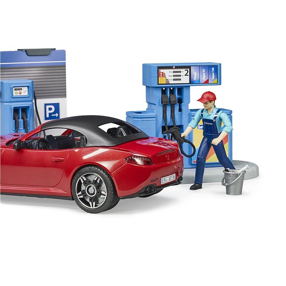 Bruder 62111 - bworld Tankstelle mit Fahrzeug und Waschplatz