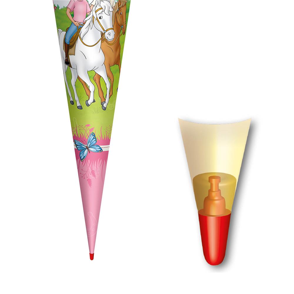 Roth Schultüte Bibi und Tina - Pferdefreunde, 70cm, rund, Rot(h)-Spitze, Filzverschluss