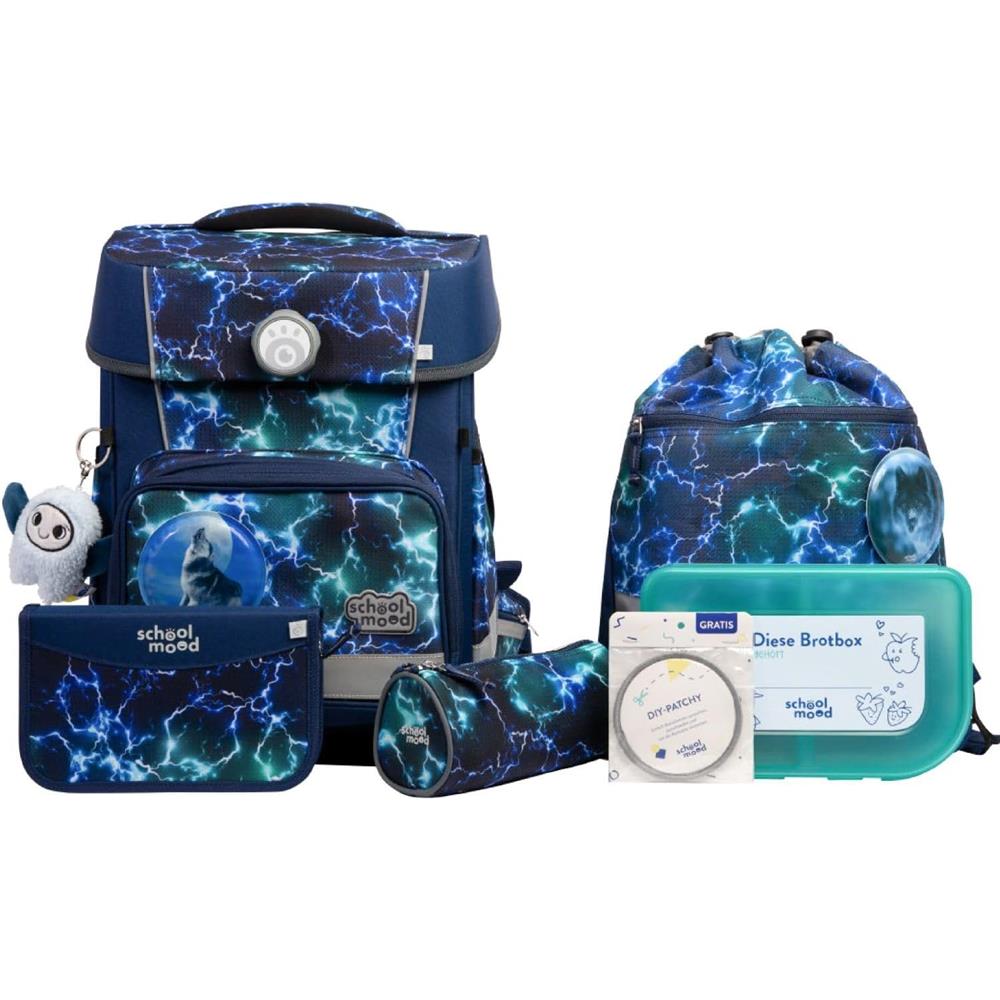 School-Mood Schulranzenset Champion Pro, Felix (Wolf), 7-teilig