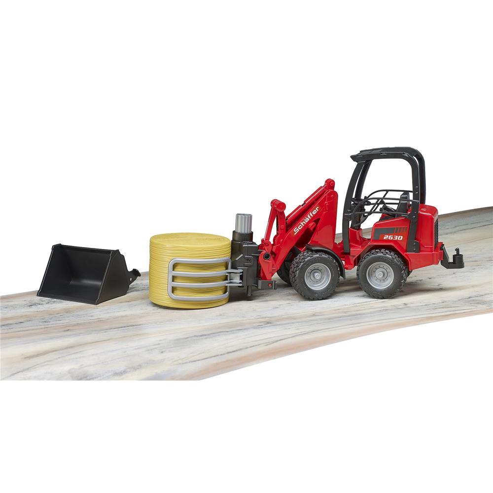 Bruder 02192 - Schäffer Hoflader 2630 mit Ballengreifzange und 1 Rundballen