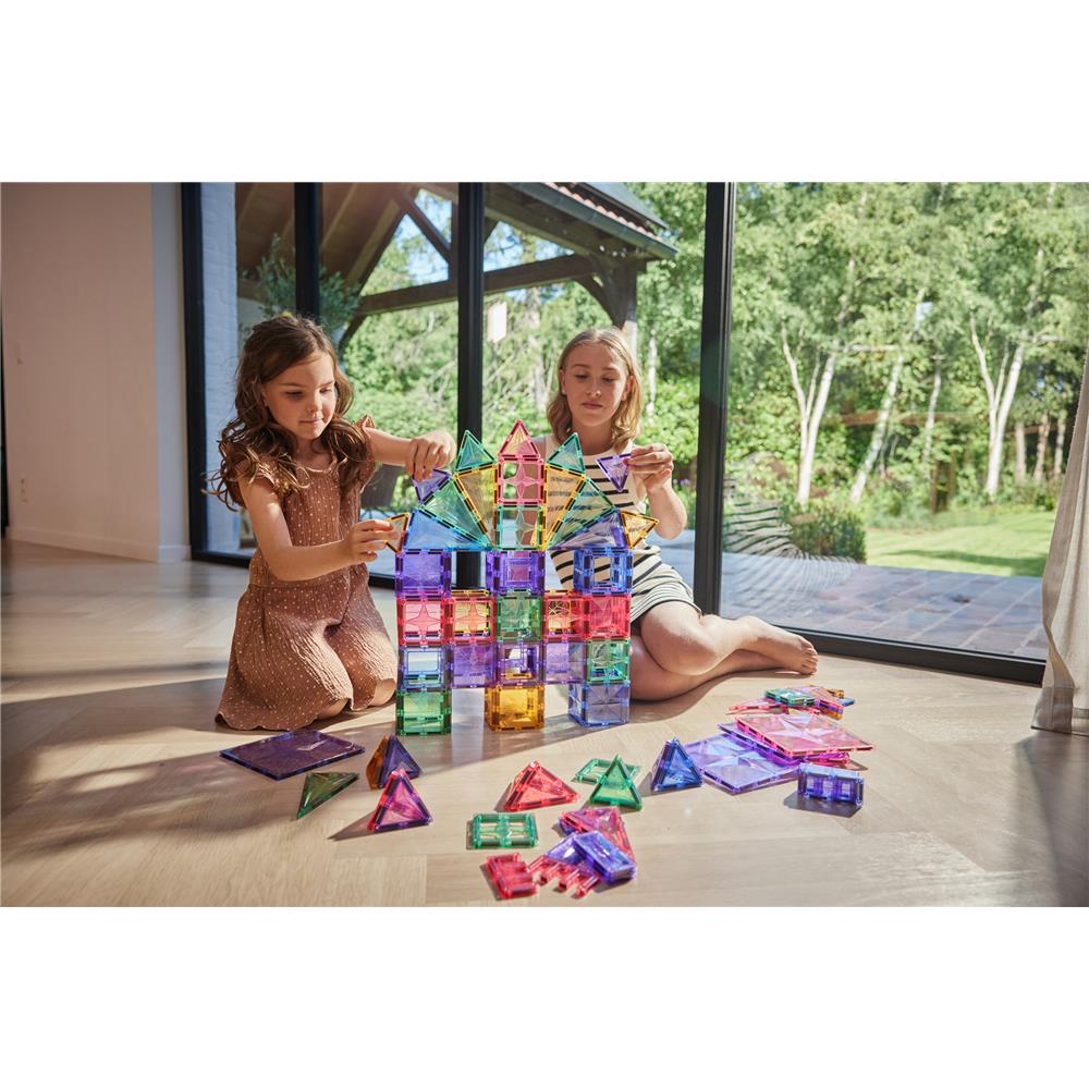 Cleverclixx Großer Kreativ-Bausatz in Pastellfarben 125 Teile, Magnetfliesen, Magnetspielzeug
