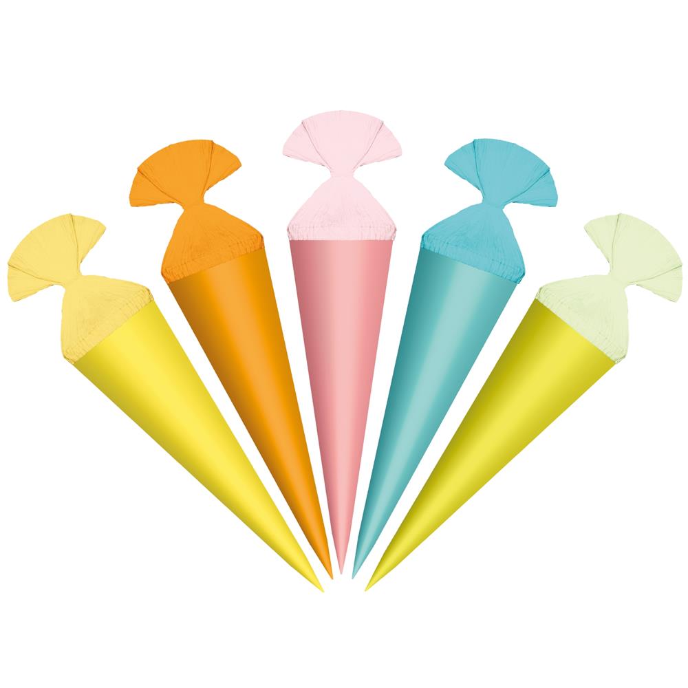 Roth Deko-Schultüten 35 cm Pastell – 5er Set