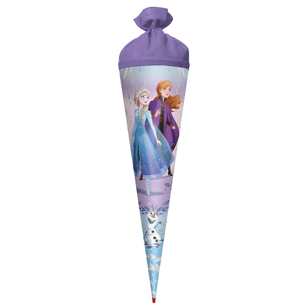 Roth Schultüte Disney Frozen, 70cm, rund, Rot(h)-Spitze, Filzverschluss, Glitzer