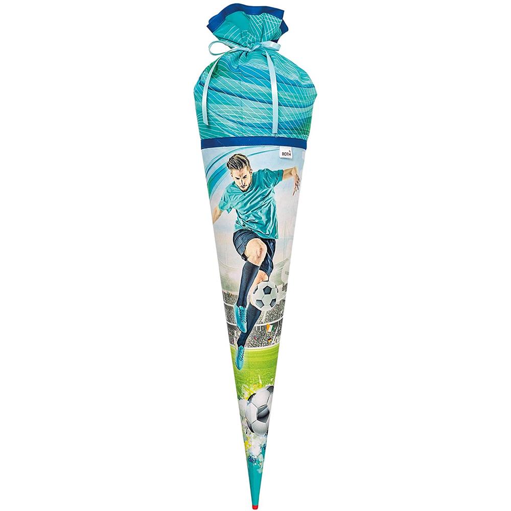 Roth Schultüte Stoffwunder Fußballstar, 70cm, rund, Rot(h)-Spitze, mit Stoffverschluss