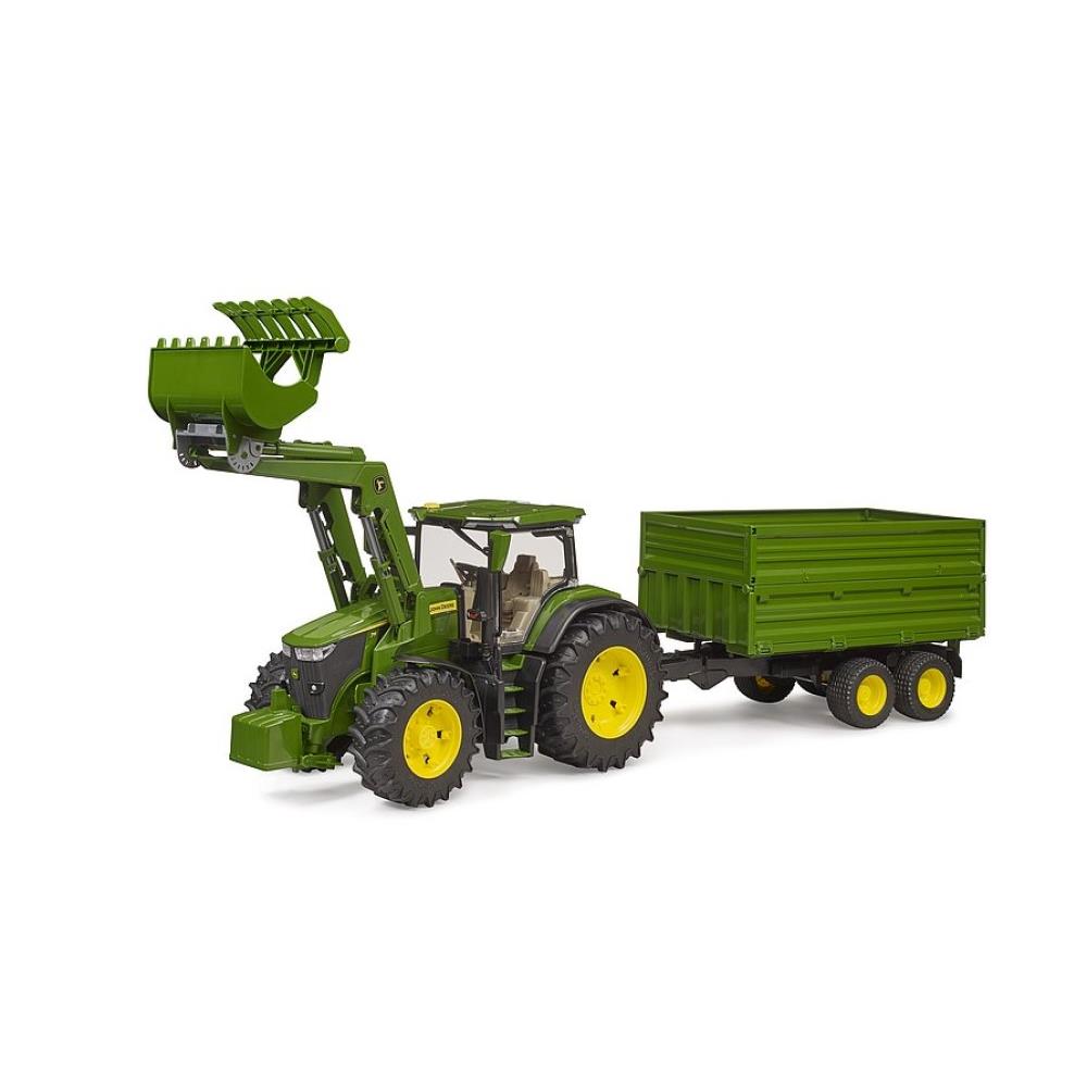 Bruder 03155 - John Deere 7R 350 mit Frontlader und Tandemachstransportanhänger