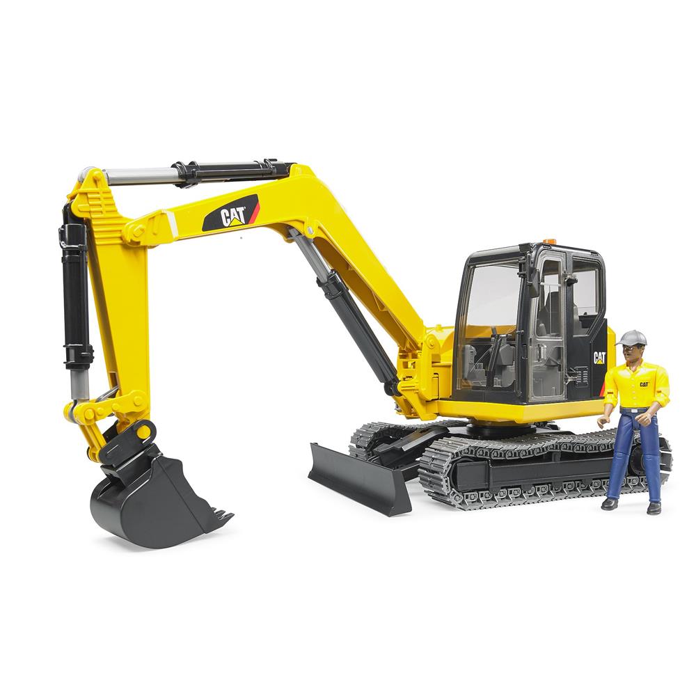 Bruder 02466 - Cat Minibagger mit Bauarbeiter, 1:16