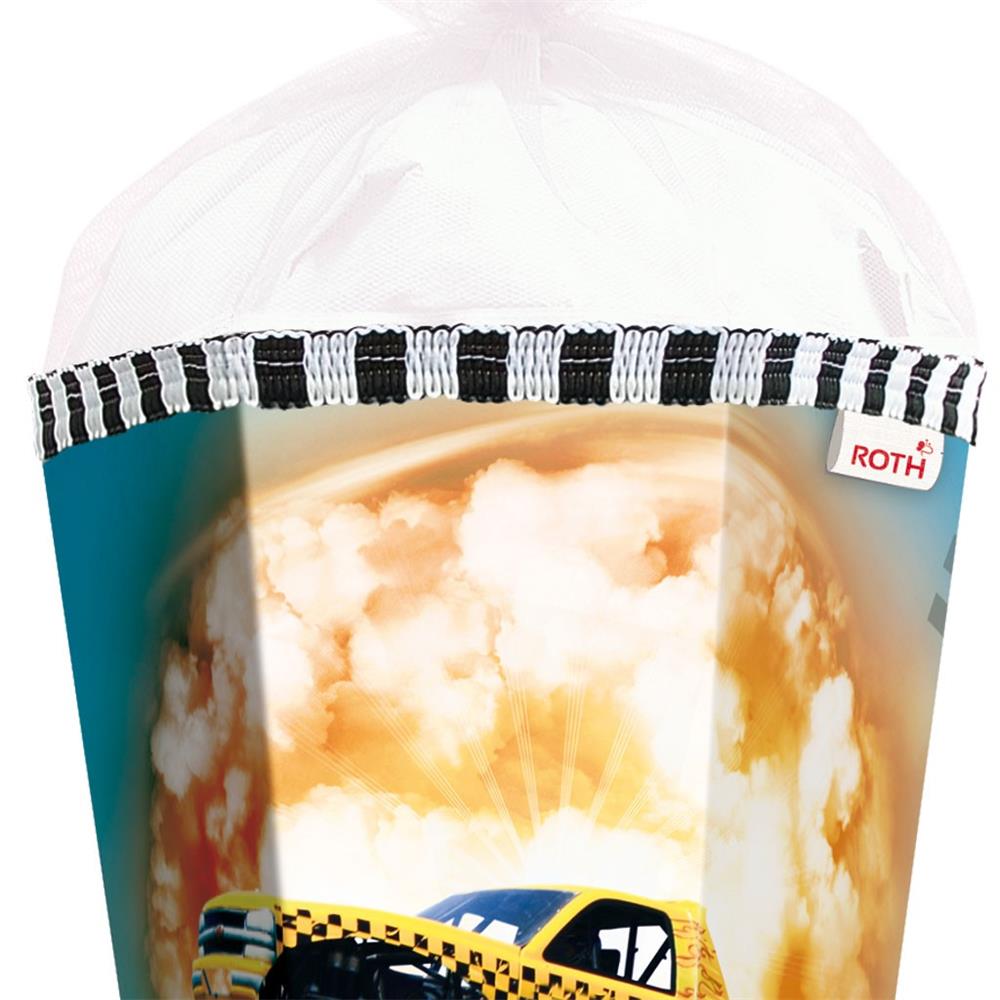 Roth Schultüte Monstertruck, 85cm, eckig, Rot(h)-Spitze, Tüllverschluss