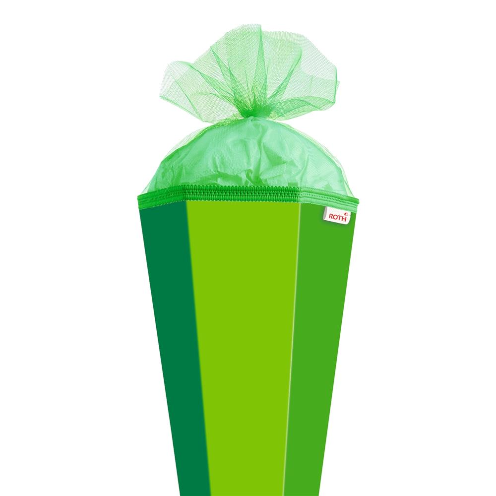 Roth Schultüte-Rohling/Basteltüte, grün, 85cm, eckig, Rot(h)-Spitze, mit Tüllverschluss