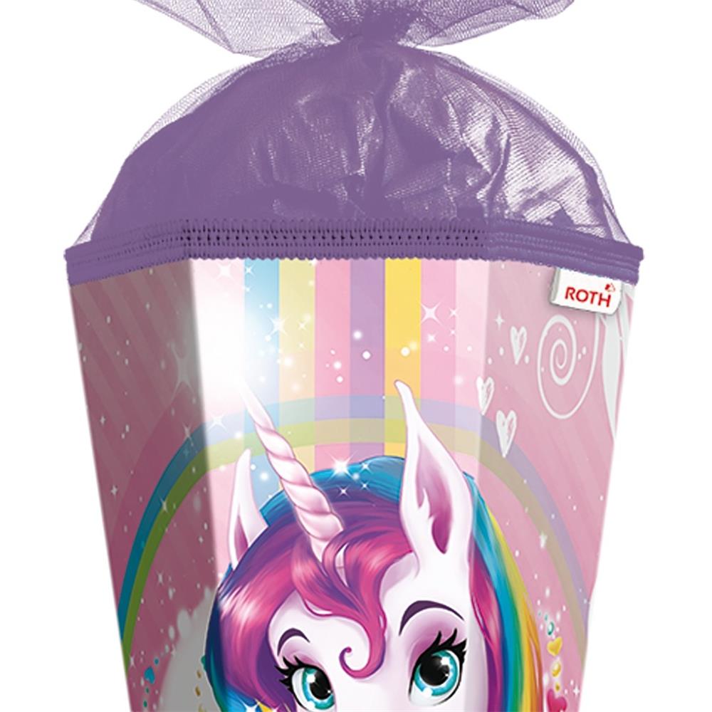 Roth Extra große XXL Schultüte Einhornportrait, 100cm, eckig, Rot(h)-Spitze, Tüllverschluss