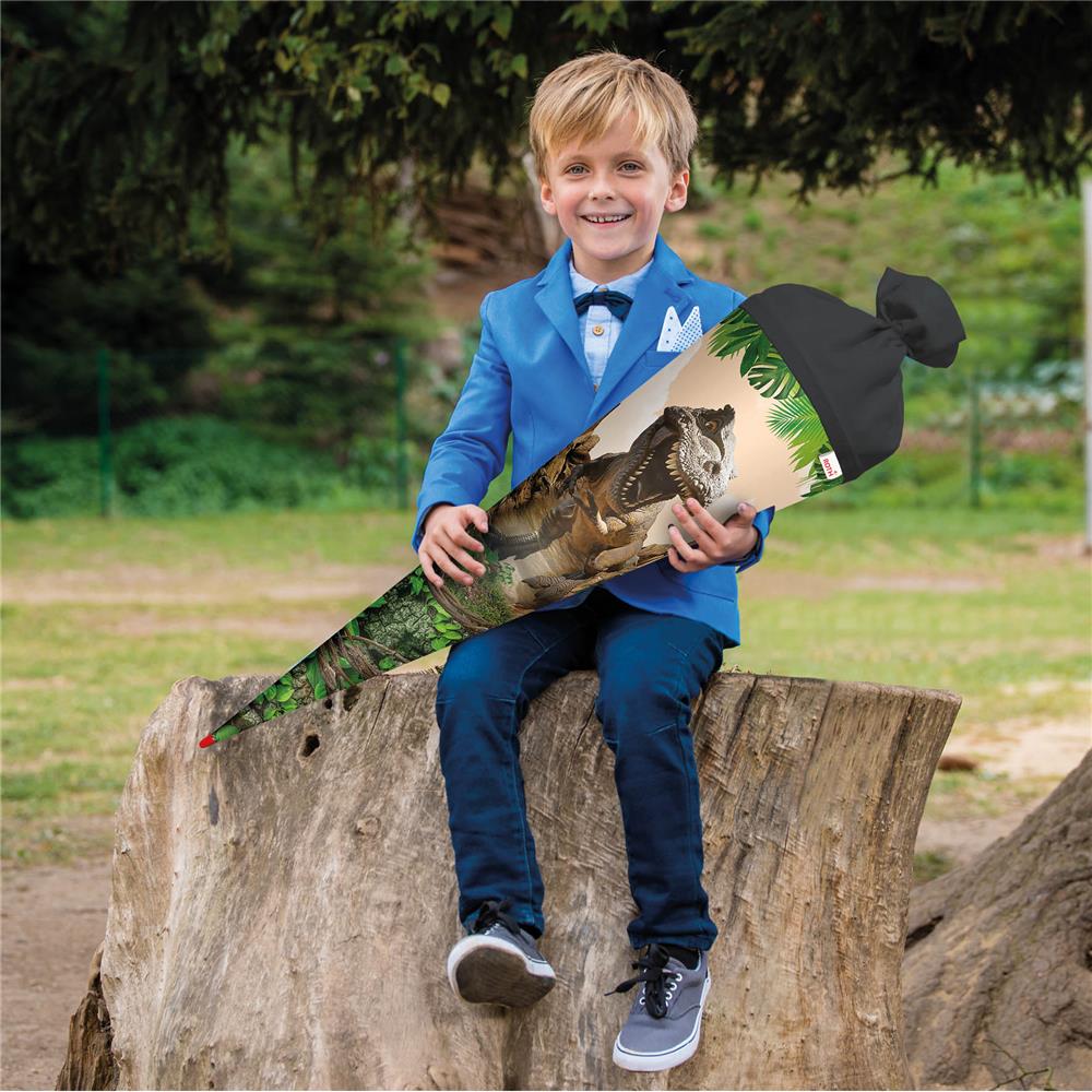 Roth Schultüte Dinosaurier Tyrannosaurus, 70cm, rund, Rot(h)-Spitze, Filzverschluss, mit Sound